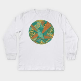 Mountain Green Circle of The Northern Cardinal Kids Long Sleeve T-Shirt